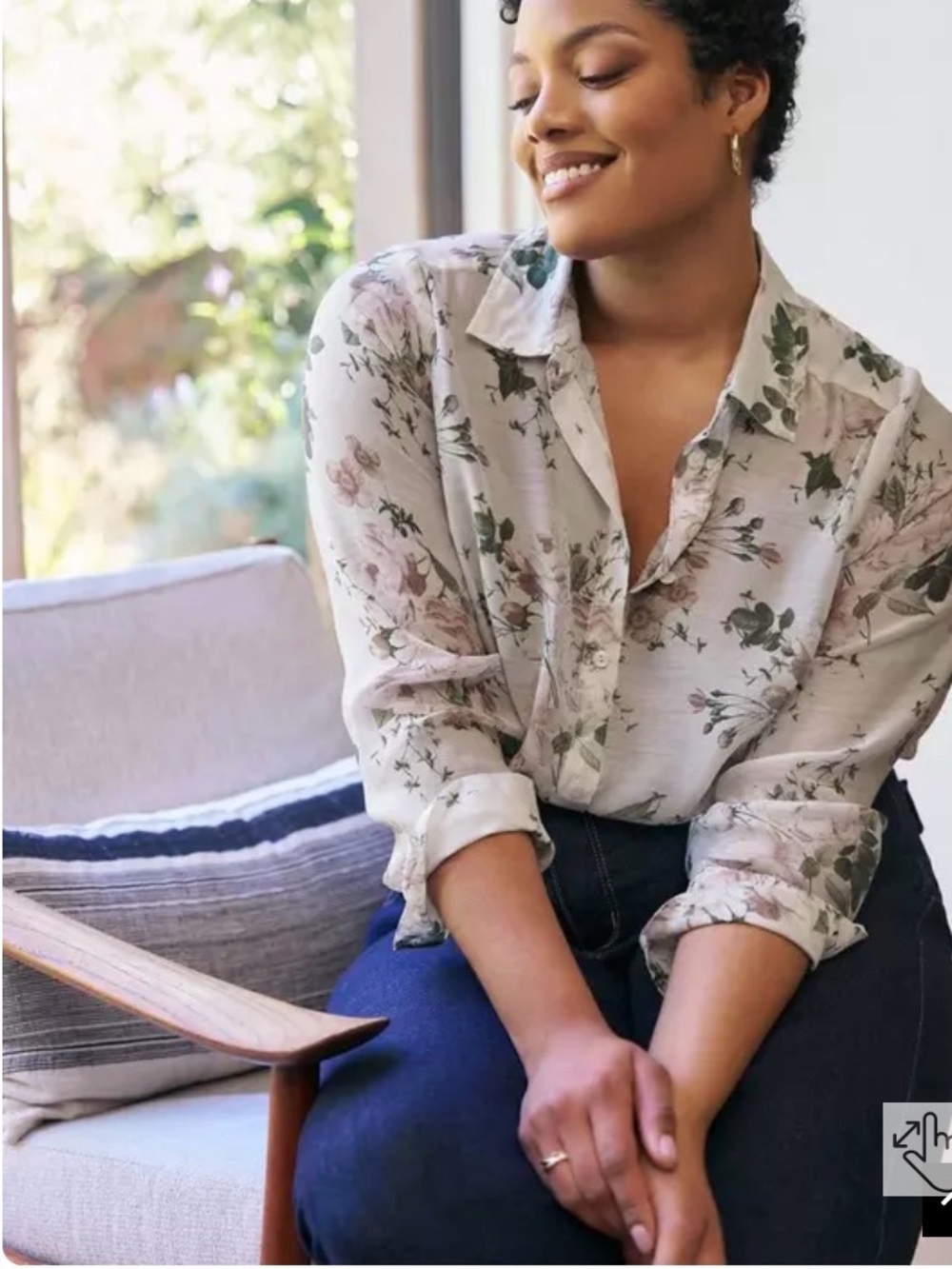 torrid Cream Floral Button-Up Blouse